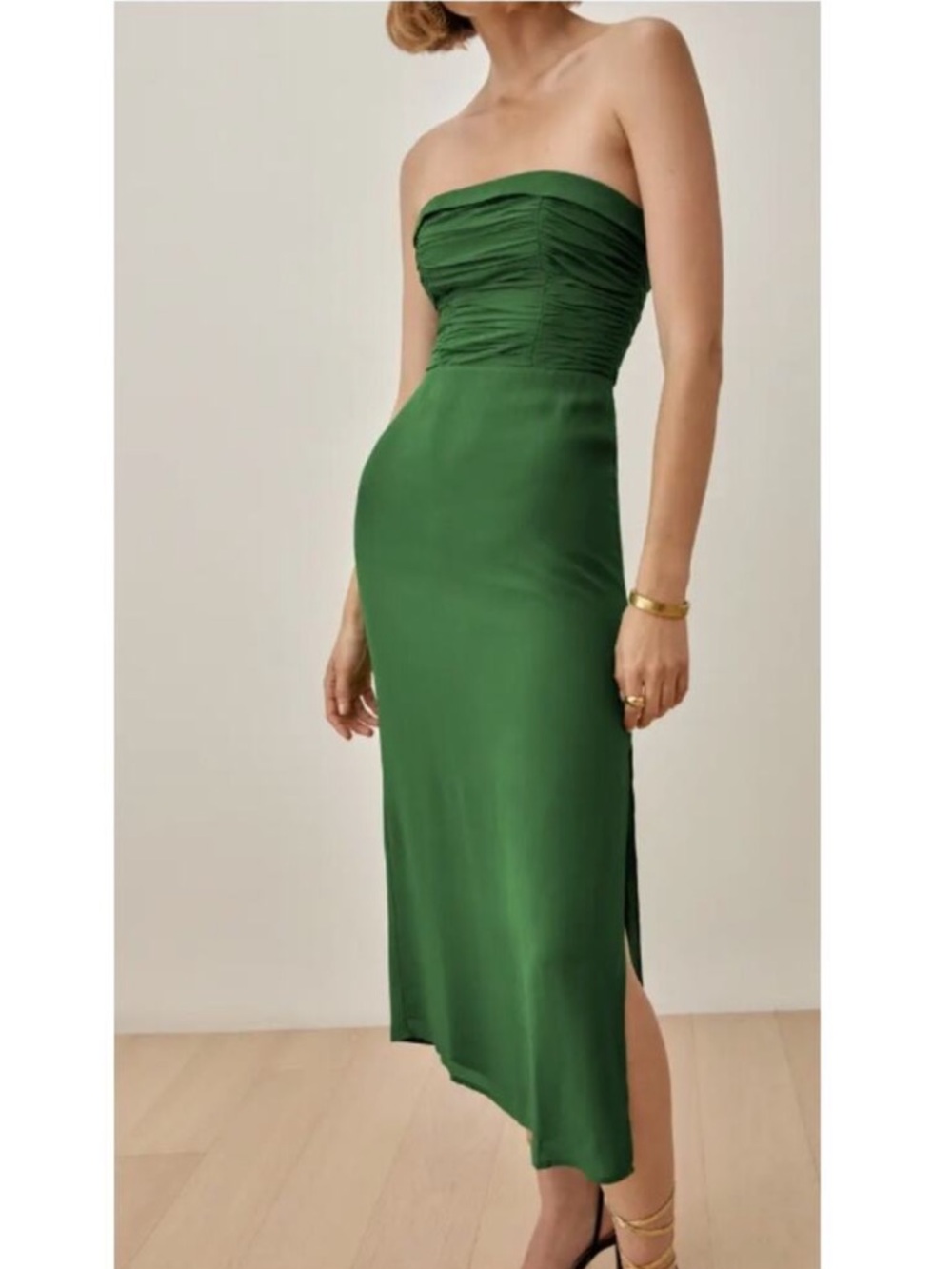 REFORMATION Lore Green Midi Dress